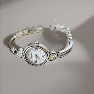 Brighton Infinity Sparkle silver-plated women's watch with crystal accents.